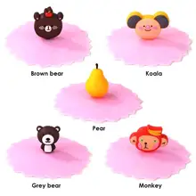 Мультяшная силиконовая крышка для чашки прозрачная вишневая термостойкая многоразовая крышка креативная высокотемпературная устойчивая крышка для чашки