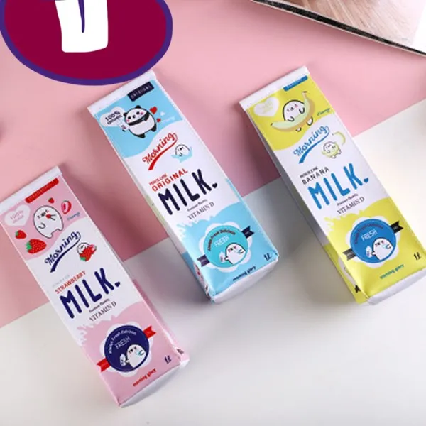 

Milk pencil case milk carton pencil case simple cute fashionable and popular transparent student stationery bag school beautiful