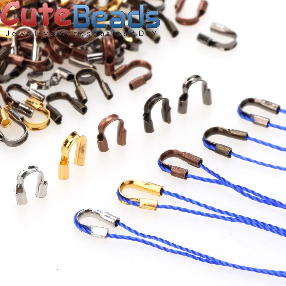 

200pcs 6.5/4.5mm Brass Wire Protectors Wire Guard Guardian Protectors loops U Shape Clasps Connector For Jewelry Making