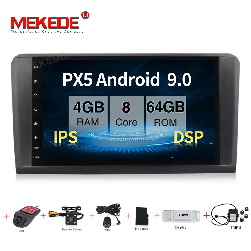 CM dvr carplay DAB PX5 4 Гб+ 64 ГБ Android 9,0 автомобильный стерео головное устройство навигация gps NAVI мультимедийный плеер для Mercedes Benz ML Класс W164 ML350 ML500 - Цвет: CM dvr carplay DAB