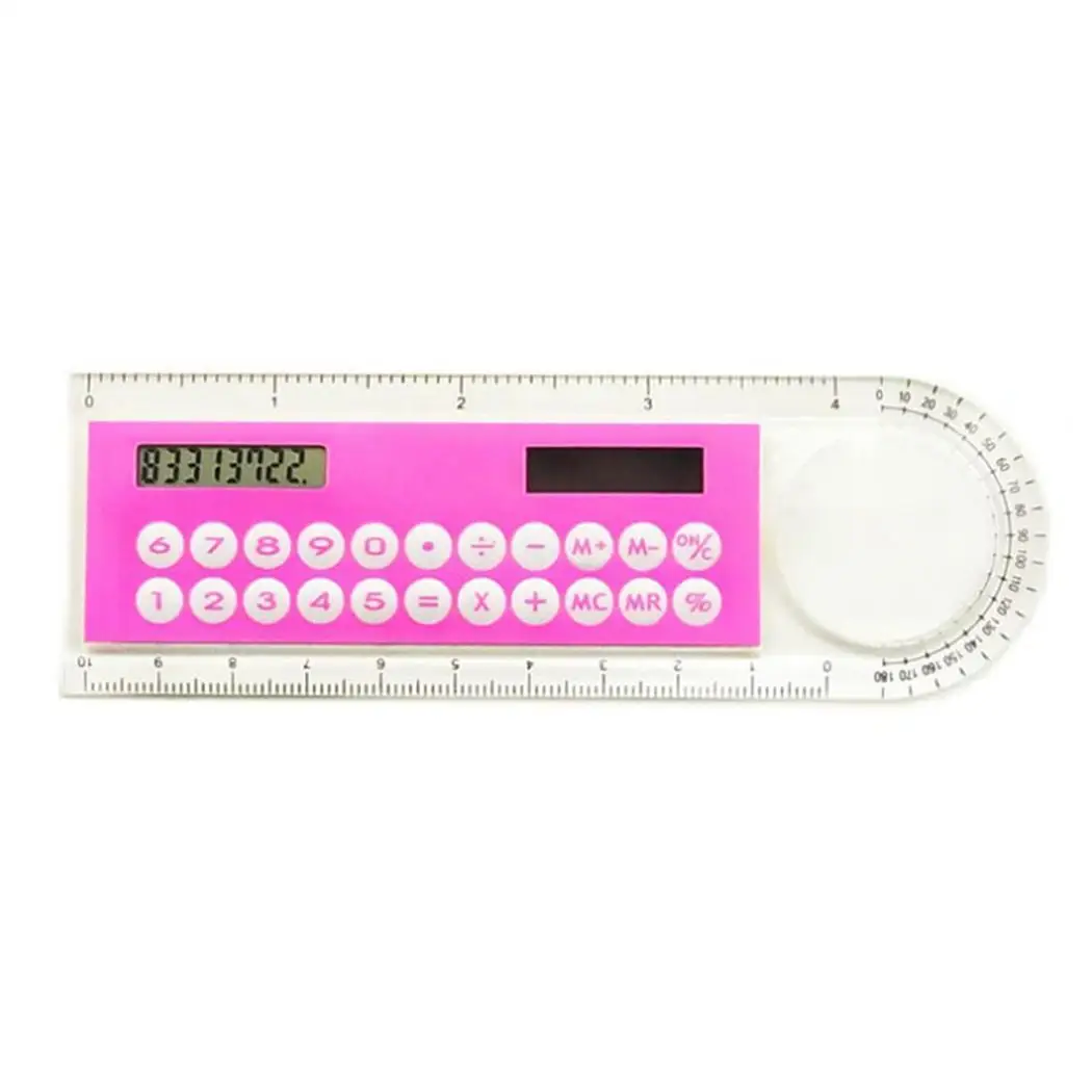 High Quality Solar Mini Calculator Magnifier Multifunction 10cm Ultra-thin Ruler Calculadora Office Supplies