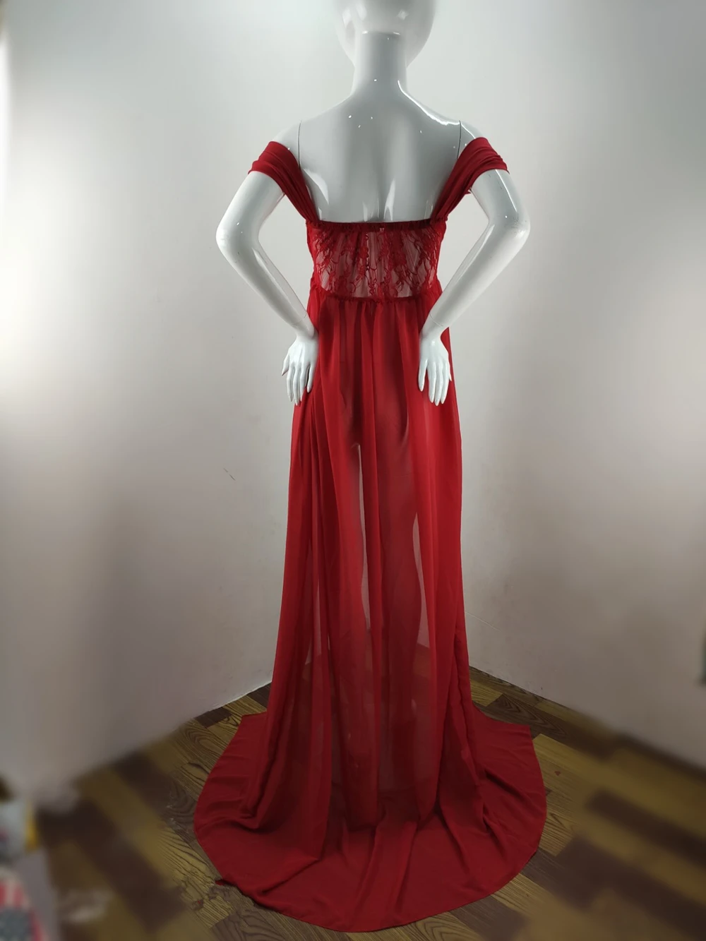 Shoulderless Maternity Dress For Photography Sexy Front Split Pregnancy Dresses For Women Maxi Maternity Gown Photo Shoots Props (16)