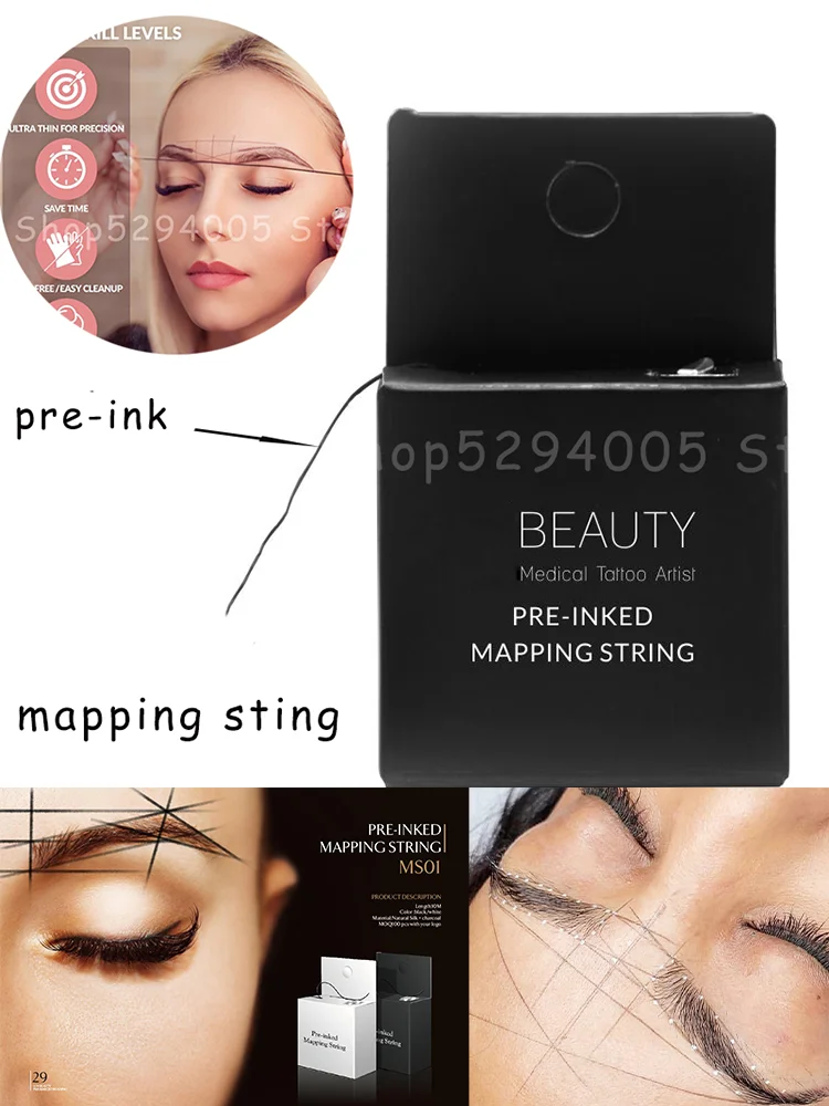 Mapping brow string Microblading крашение макияжа бровей предварительно выкрашенный маркер для бровей идеально подходит для измерения аксессуары для микроволокна
