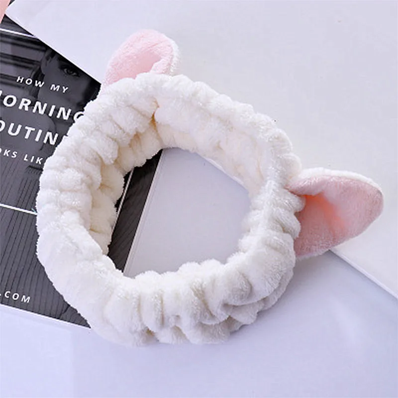 cat-white OMG письмо коралловый флис ободок девушки женщины эластичные повязки для мытья лица 56-60 см головные уборы аксессуары для волос - Цвет: cat-white