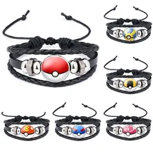 

Pokemon Around The Mobile Game Pokemon Go Poke Ball Time Gem Leather DIY Bracelet Cool Kid's Gift Adjustable Size