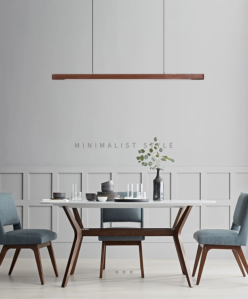 Nordic Wood LED Pendant Lights Modern Oval Long Strip Ceiling Lamp for Restaurant Bar Office Kitchen Dining Living Room