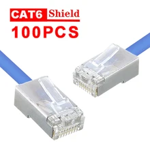 Conectores transparentes duráveis do escudo da cabeça dos cristais do conector de cristal rj45 de alta velocidade dos pces pohiks 100