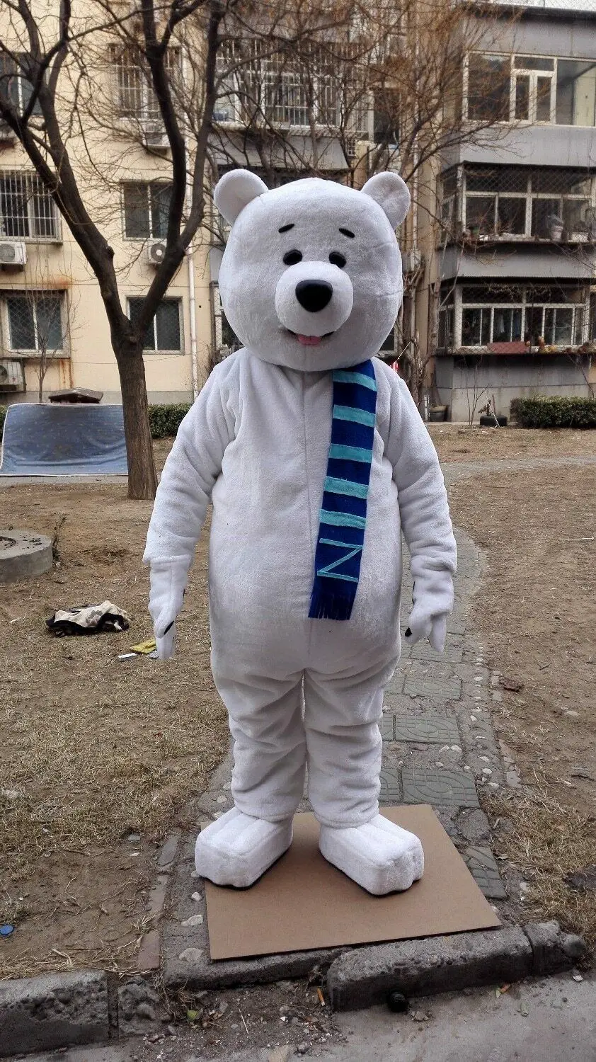 Костюм талисмана белого медведя; костюмы для косплея; вечерние костюмы для игр; одежда унисекс с героями мультфильмов; карнавальный костюм на Хэллоуин; Рождественский костюм для взрослых - Цвет: BEIGE