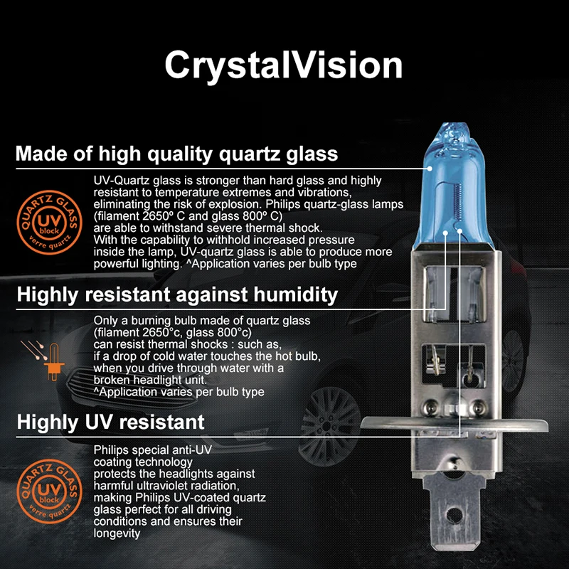 Philips h1 галогенный 55 Вт 12 В Crystal Vision 4300K яркий белый светильник, Автомобильная Лампа H1, головной светильник T10, подарок, оригинальные аксессуары для автомобиля, 2 шт