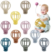 Anneau de dentition en Silicone pour bébé, jouet de dessin animé, ballon à Air chaud, poignée molaire de qualité alimentaire, dentition douce, fournitures pour mère et bébé 