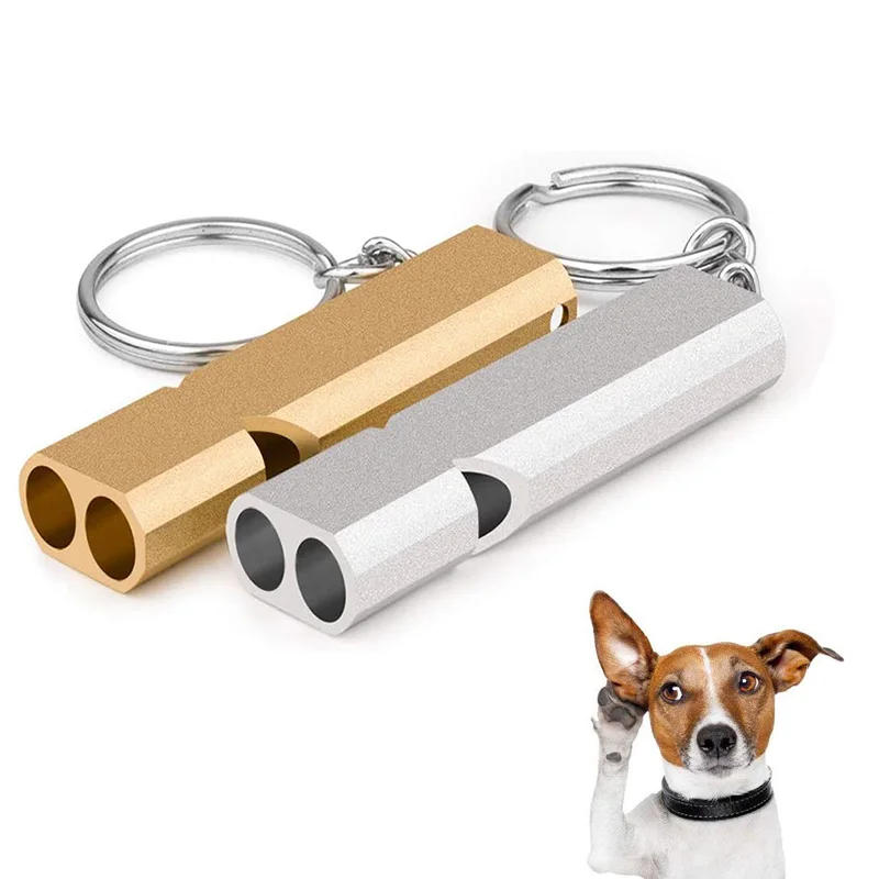 Pet Dog Training Whistle Aluminum Twotone Training Whistle Cats Birds