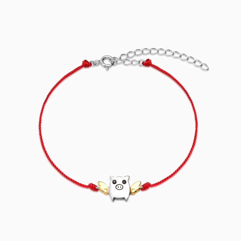 La MaxZa, 925 пробы, серебряный браслет, модный, красная веревка, свинка, ювелирное изделие, браслеты, Красная Нить, линия, женские браслеты, для женщин, золото