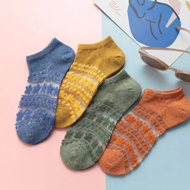 

New Product Spring And Summer Glass Silk Personality Women's Socks Multicolor Versatile Fashion Breathable Comfortable Net Socks