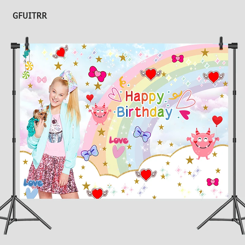 GFUITRR Jojo Siwa фотография фон для девочек день рождения радуга фото красочный винил
