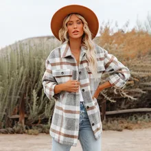 

Women's Winter New Nickname Coat Casual Fashion Commuter Style Straight Loose Long-sleeved Plaid Lapel Flannel Jacket Overcoat