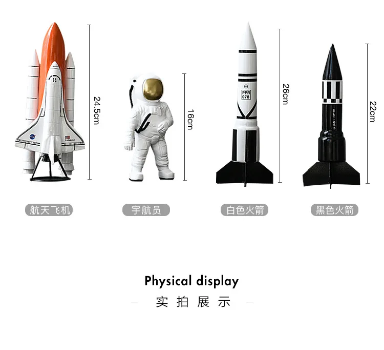 Ремесла космический человек американский астронавт скульптура ракета самолет космонавт фигурка модель смолы статуя украшения дома фигурки