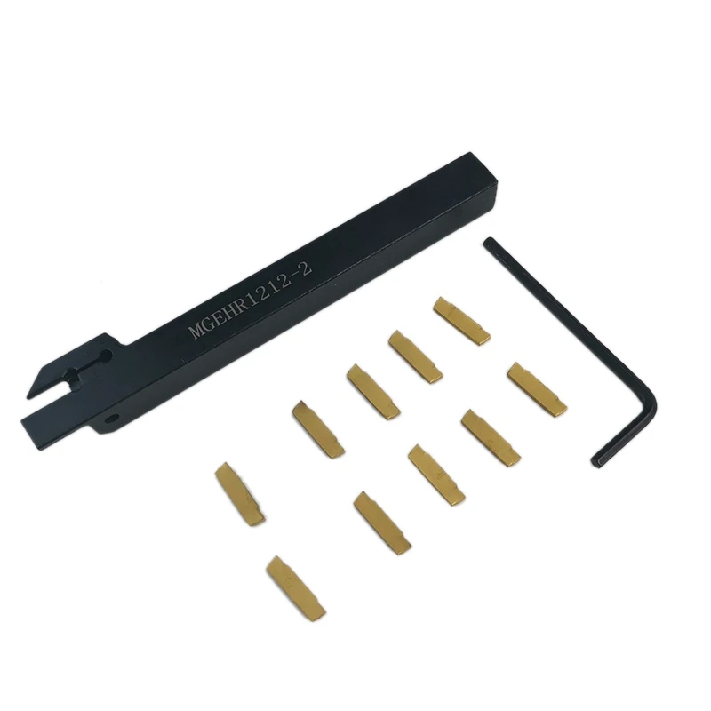 

ELEG-Practical CNC Lathe Turning Tool MGEHR1212-2 Cut-Off Tool Holder 12 x 12 x 100Mm Boring Bar + 10Pcs MGMN200-G Carbide Inser