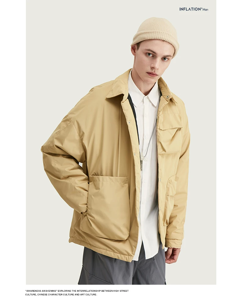 Зимняя мужская куртка с карманами, уличная одежда, свободный крой, на пуговицах, пальто для мужчин, зимняя модная куртка, парка hombre 9752W