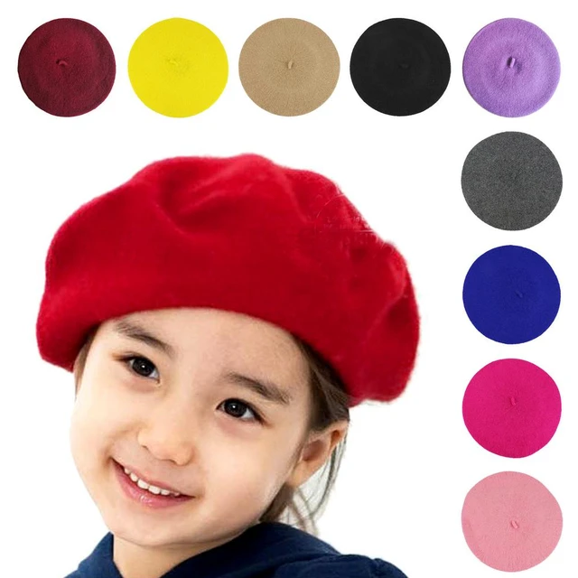  Boina clásica de pintor francés para niñas y niños, gorro de  lana estilo francés, color sólido, gorro cálido para invierno (para 3 a 6  años), Negro - : Ropa, Zapatos y Joyería