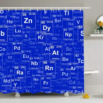 

Shower Curtain Set with Hooks 66x72 Continuous Seamless Periodic Table Chemist Elements Repeating Laboratory Science Chart 10