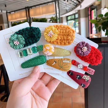 

Childrens Fun Hand Woven Wool Hairpin Baby Flower Edge Clip Bb Clip Girls Baby Lovely Cute Hair Accessories Set