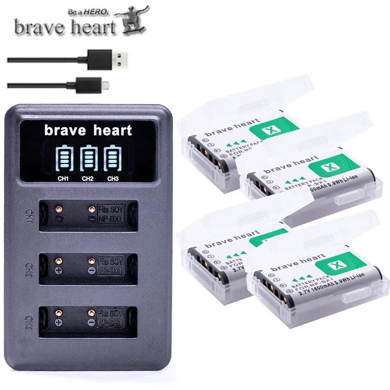 

4x Bateria NP-BX1 np bx1 NPBX1 battery for Sony DSC-RX100 DSC-WX500 HX300 WX300 HDR AS100v AS200V AS15 AS30V AS300 M3 M2 HX60