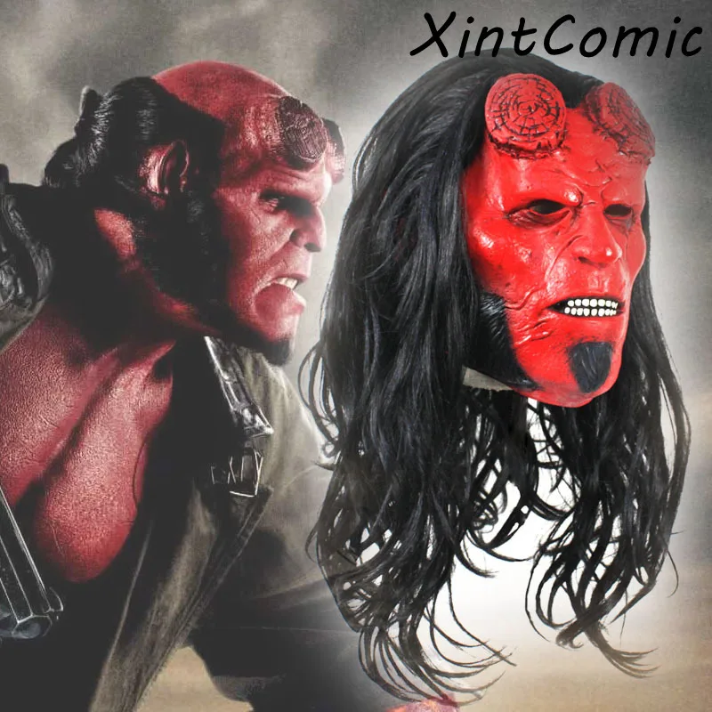 

Hellboy Anung Un Rama Masque Hellboy Latex Masks Gloves Horror Movie Mask Halloween Cosplay Prop