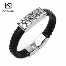 Модные мужские ювелирные изделия из нержавеющей стали браслет с подвесками ручная работа обернутый кожаный браслет Модный крутой аксессуар Прямая поставка