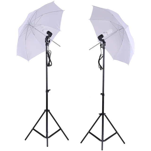 Photo Studio di Illuminazione Kit Set 2Pcs 2M 6.6Ft Light Stand + 2Pcs 33 "Bianco Luce Morbida ombrello + 45W Luce di Lampadina + Girevole Presa