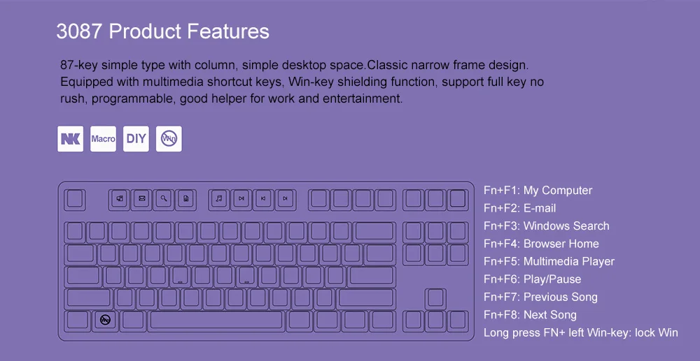 Оригинальная игровая механическая клавиатура Akko 3087 с креплением на 87 клавиш Cherry Blossom 85% PBT usb type-C Проводная клавиатура для PC Gamer