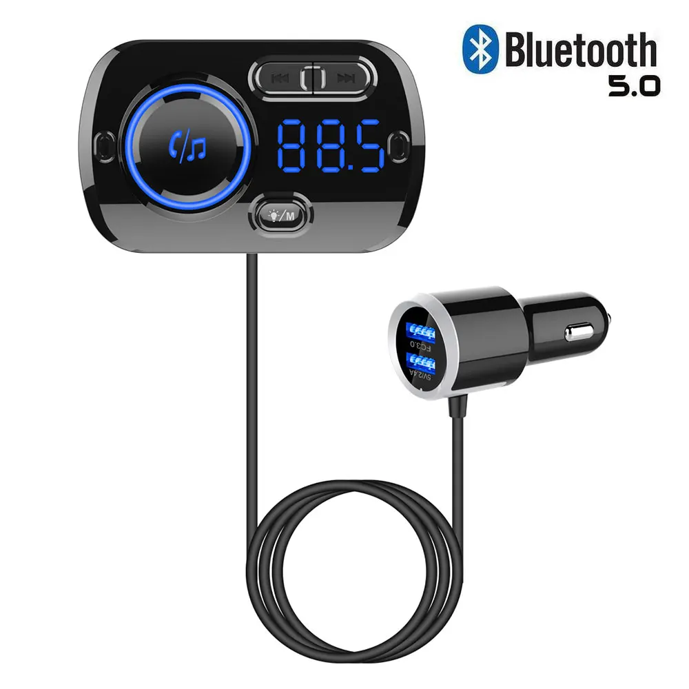 Bluetooth 5 0 QC 3 умный fm-передатчик красочные атмосферные огни автомобильный комплект