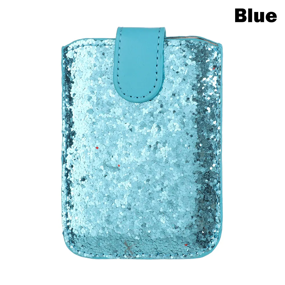 5 бит для карт держатель для кредитных карт RFID Блокировка сотового телефона кошелек модный универсальный чехол с блестками самоклеящийся карман для телефона - Цвет: blue