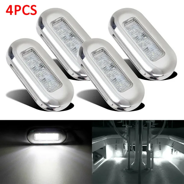 

4pcs 3 LED 12V Boat Stair Deck Side Marker Light Courtesy Lights Indicator Turn Signal Lighting Marine Boat Accessory Taillights