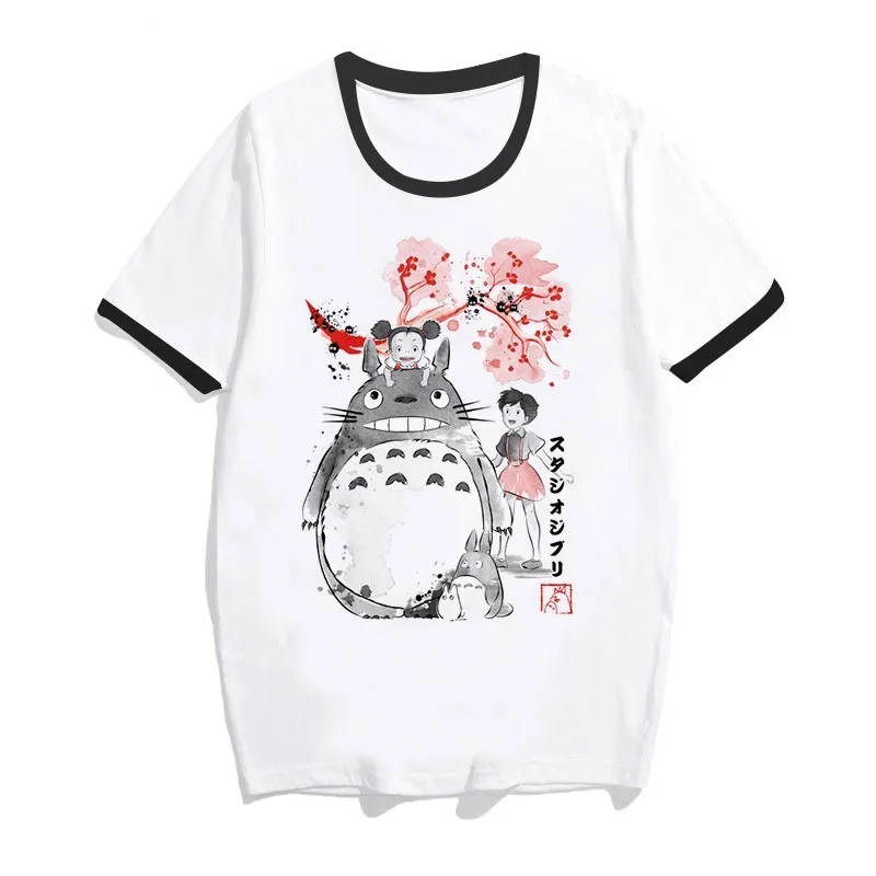 Totoro Spirit Out Футболка Женская Студия Ghibli femme японский аниме мультфильм футболка Miyazaki Hayao одежда женская kawaii - Цвет: s