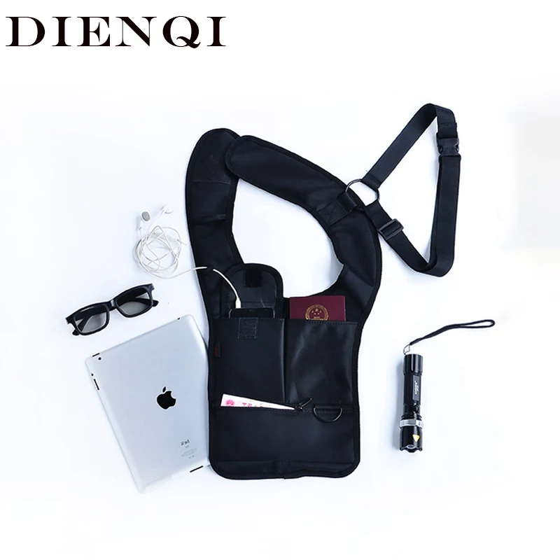 

DIENQI Small Nylon Crossbody Bag Black Tactical Sling Single Shoulder Bags Fit 9.7" iPad Holster Personal Pocket Messenger Bag