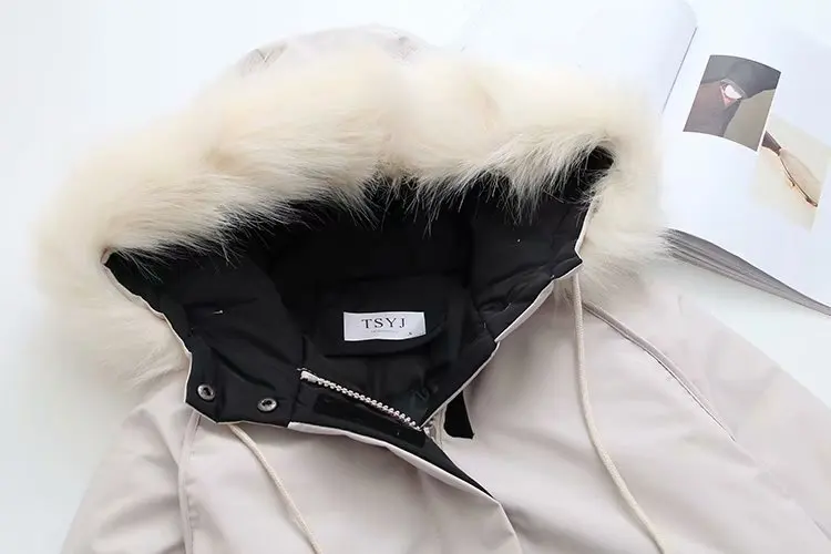 Зимняя женская куртка размера плюс XL-4XL, Женская парка с капюшоном и меховым воротником, женское хлопковое пальто, женское теплое пальто