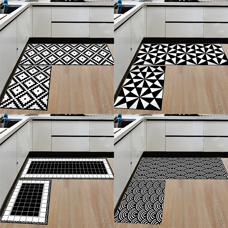 

Geometric Plaid Kitchen Mat Non-Slip Floor Mat Water Absorption Rug Entrance Door Mat Floor Mats For Living Rooms Kitchen Carpet