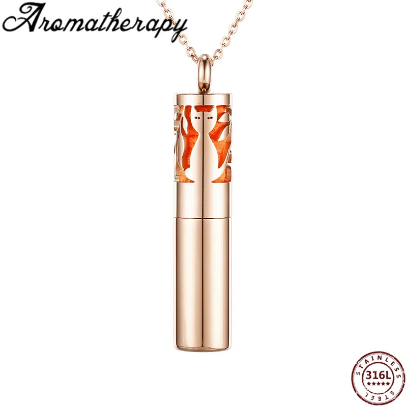 Rose Gold-4 3 цвета розовое золото Колье аромараспылитель ароматический распылитель длинное ожерелье s& подвеска из нержавеющей стали пикантное украшение для женщин - Окраска металла: Rose Gold-4