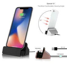 2-en-1 USB câble données téléphone chargeur Station de support de quai charge pour iPhone X XS Max XR 6 6S 7 8 Plus 5 SE berceau de bureau d'accueil(China)