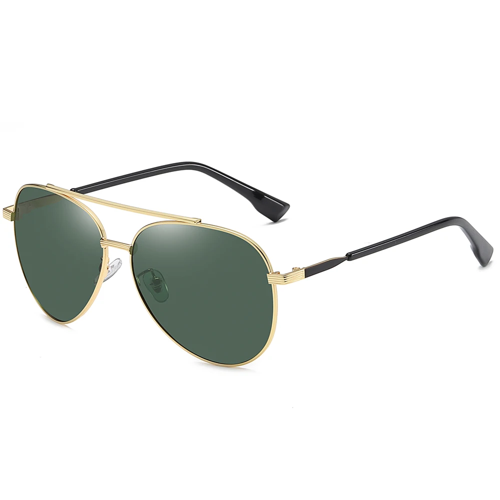 Gold dark green Авиационный бренд, дизайнерские солнцезащитные очки пилота для мужчин и женщин, поляризованные зеркальные УФ-очки, модные классические очки для вождения, рыбалки, солнцезащитные очки - Цвет линз: Gold dark green