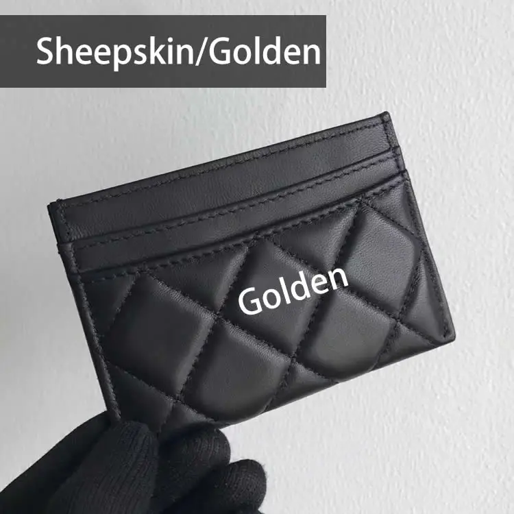 Sheepskin Golden Роскошный высококачественный держатель для карт из натуральной кожи, коровья кожа, с логотипом, держатель для карт, ID, кредитная карта, кошелек, портмоне - Цвет: Sheepskin Golden