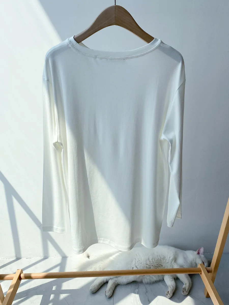 Early Autumn Women's Tees Long Sleeve White Simple