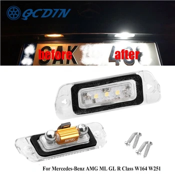

QCDIN for Mercedes Benz LED Canbus Car License Plate Lights 3 SMD 6000K White for Benz W251 W164 X164