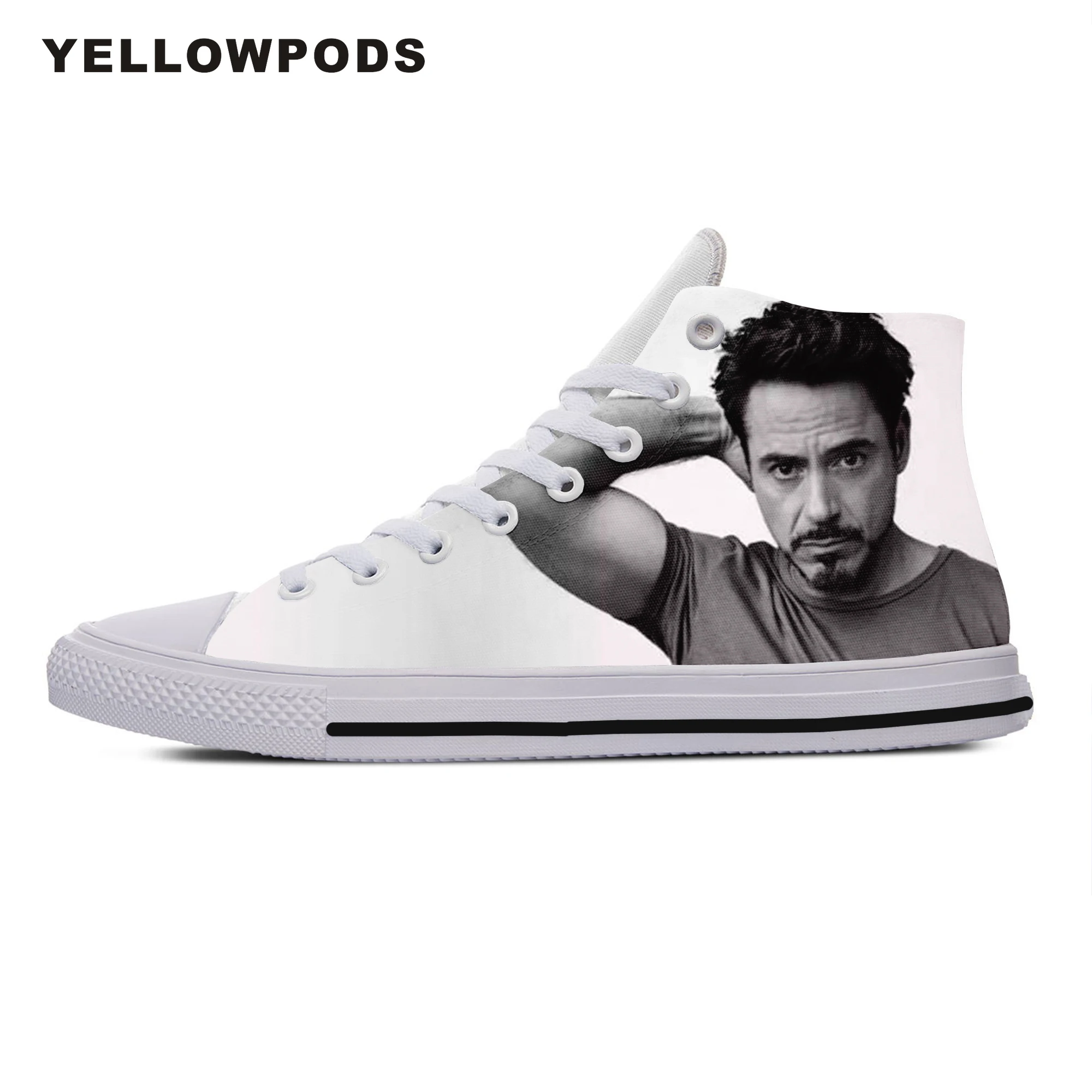 

Personality Running Shoes Hot Cool Pop Funny High Quality Handiness Robert Downey Jr Iron Man Cute Cartoon Custom Sneakers White
