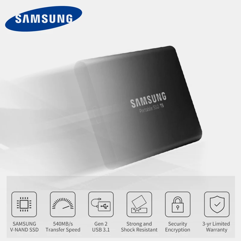 SAMSUNG T5 портативный SSD 1 ТБ USB3.1 500GB внешние твердотельные накопители для рабочего