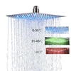 Luxury Chrome  LED  Rainfall Shower Head Stainless Steel Square Color Changing Lights Shower head Water Flow Generates Electrici ► Photo 3/5