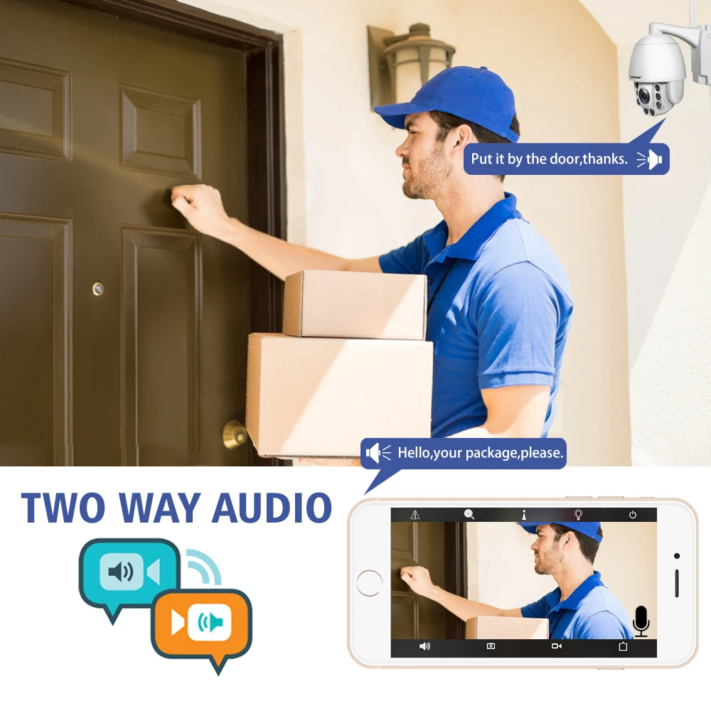 Wifi PTZ IP Camera 1080P 5MP 5X Zoom 4G Two Way Audio AI Auto Tracking  Wireless Cam Outdoor 60m IR Video Home Security Camera