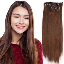 Длинные волосы для наращивания на заколках, 16 клипсов, 22 дюйма, 55 см, волнистые синтетические термостойкие волосы для женщин, девушек, девушек, на каждый день