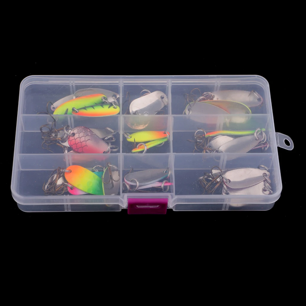 30pcs Spoon Fishing Lures Bass Trout Salmon Lure Metal Bait Spinner Baits