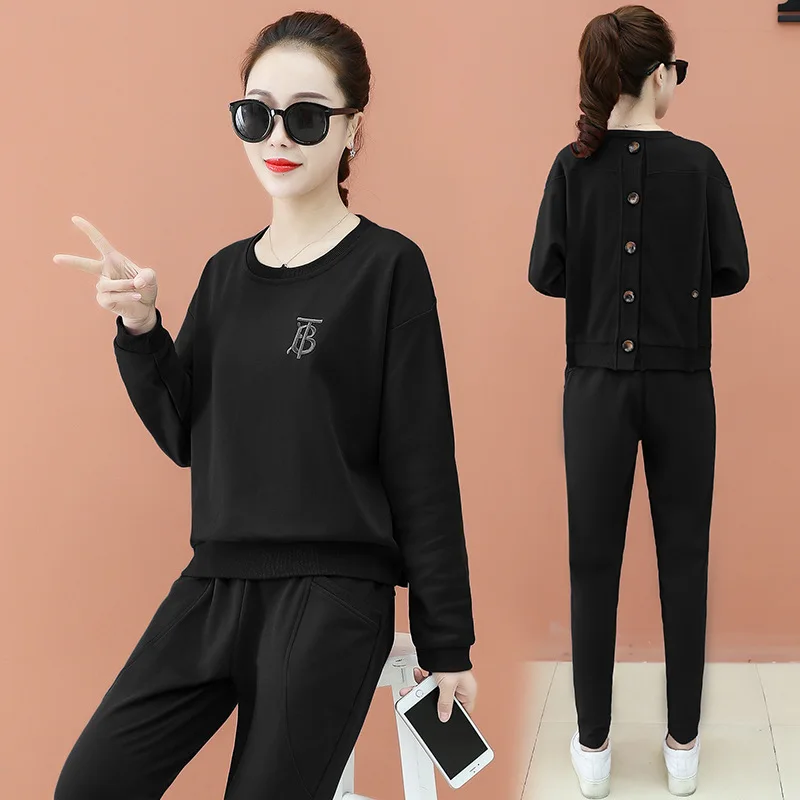 

Sports WOMEN'S Suit Spring And Autumn 2019 New Style Fashion Korean-style Large Size Loose-Fit Fat Mm Hoodie Casual Two-Piece Se
